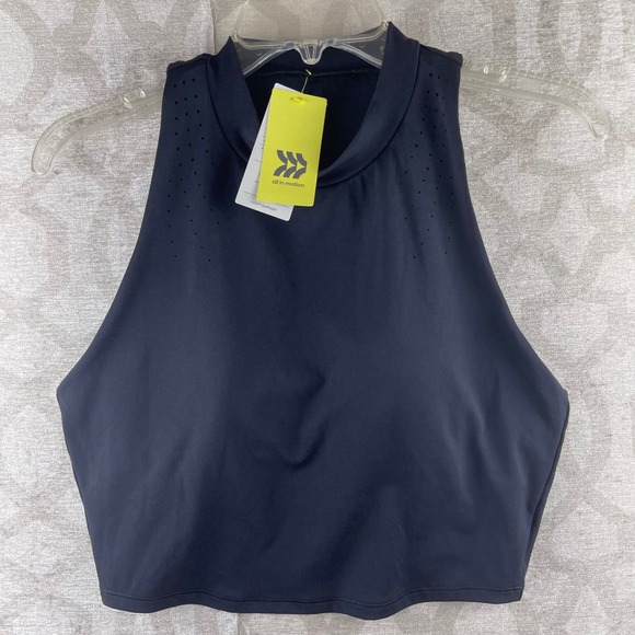 all in motion Other - All In Motion High Neck Sports Bra Women L Black NWT Laser Cut Light Support